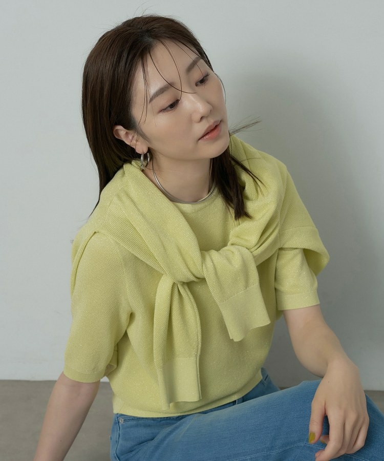 【アンサンブル可】ラメ混クルーネックプルオーバー