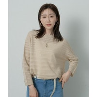 メッシュ柄ボーダーニット