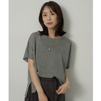 【アンサンブル可/品のある透け感】Tシャツ風ニットトップス
