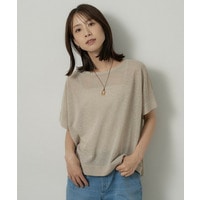 【アンサンブル可/品のある透け感】Tシャツ風ニットトップス