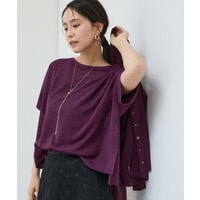 【アンサンブル可/品のある透け感】Tシャツ風ニットトップス