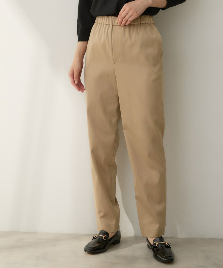 【ウエストゴム】シャイニーキュプラテーパードパンツ1