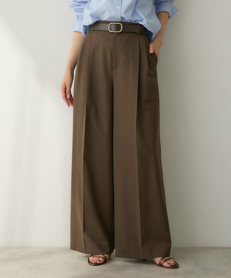 ウーステッドワイドシルエットパンツ