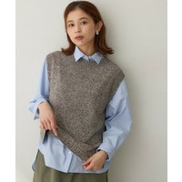 【5色展開/手洗い可】ローシルクウールニットベスト