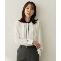 【スーツインナー/仕事着】配色ラインブラウス