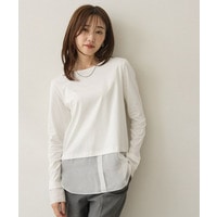 【重ね着レイヤード】シャツディテールレイヤードプルオーバー