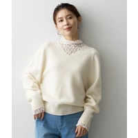 Vネックドロップショルダーニツト