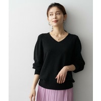 Vネックドロップショルダーニツト