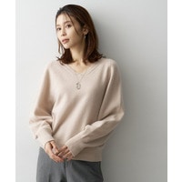 Vネックドロップショルダーニツト