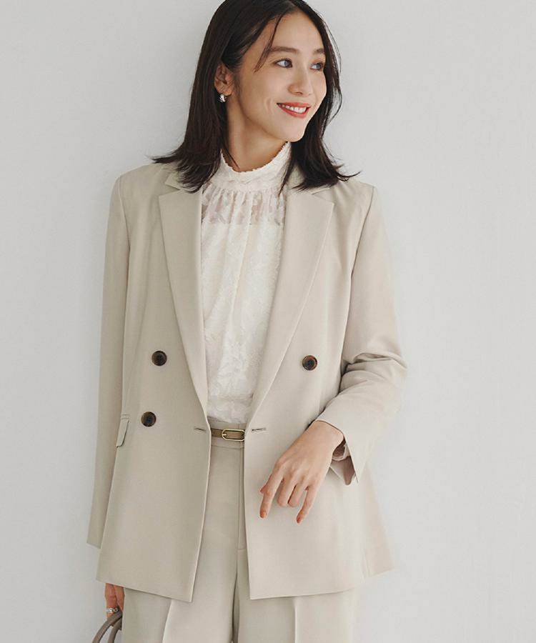 【接触令感/UVカット/洗える】エアリー ダブルブレストジャケット