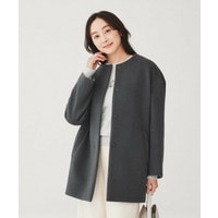 【日本製】ミディ丈ノーカラーコート