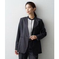 【SET UP】ウールシルクブレンドノーカラージャケット