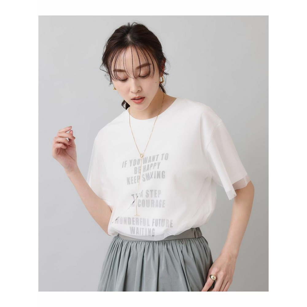 【カジュアル／シアー】チュールロゴTシャツ オフホワイト(103) 1