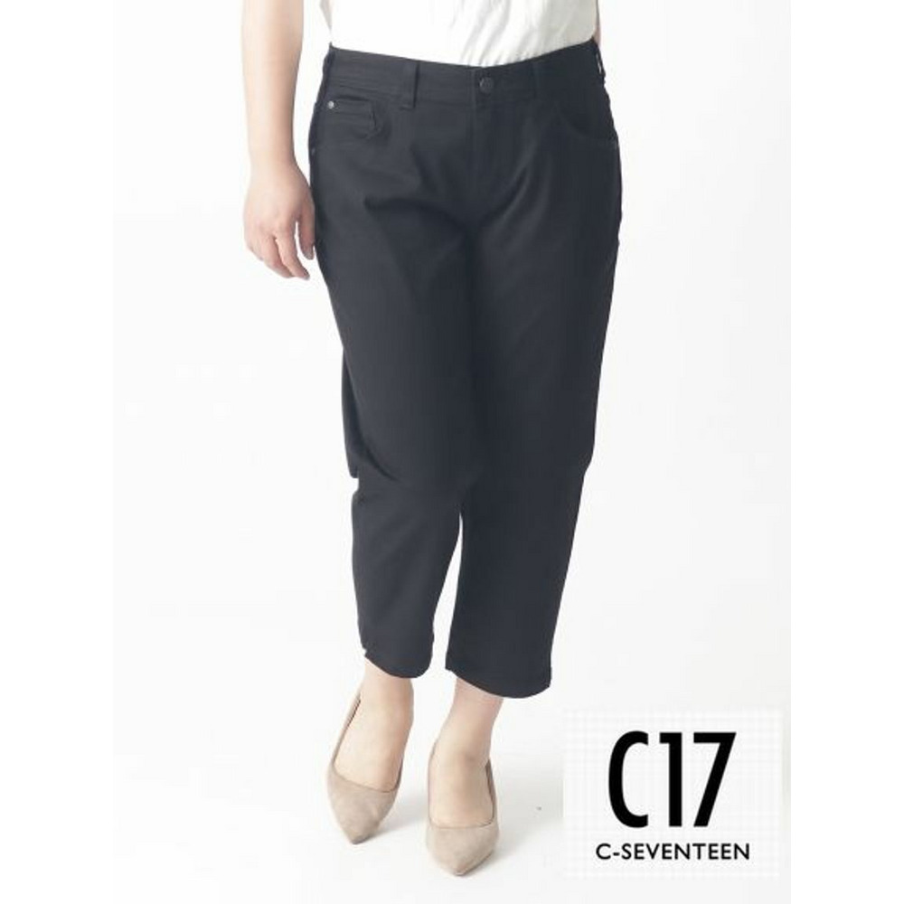 C17 CROPPED TAPERED　シーセブンティーン　クロップドテーパード　大きいサイズ レディース ブラック 1