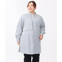 24年冬新作【大きいサイズ/soso×eur3】ケープ風ストライプシャツ