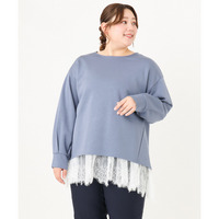 24年冬新作【大きいサイズ】ダンボールカットソー×レースインナーセット