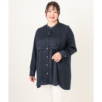 25年春新作【大きいサイズ】サテンヨークデザインブラウス