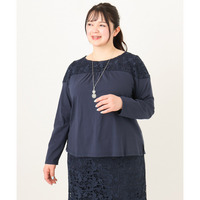 25年春新作【大きいサイズ】レースコンビカットソー