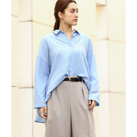 25年春新作【大きいサイズ】フィブリルサテンドロップショルダーシャツ