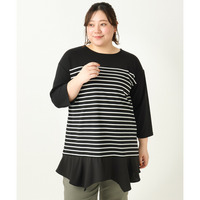 25年春新作【大きいサイズ】パネルボーダーチュニック