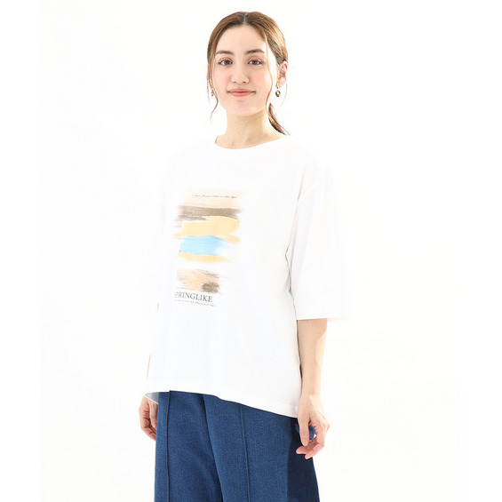25年春新作【大きいサイズ】コットンプリントTシャツ【アリノマ/Alinoma】 25年春新作【大きいサイズ】コットンプリントTシャツ【アリノマ/Alinoma】