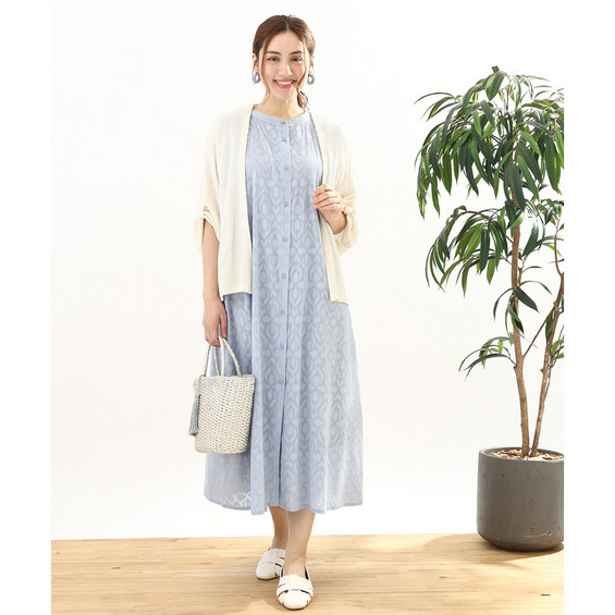 25年春新作【大きいサイズ】カットジャカードコットンワンピース【アリノマ/Alinoma】 25年春新作【大きいサイズ】カットジャカードコットンワンピース【アリノマ/Alinoma】