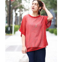 25年夏新作【大きいサイズ/a.v.v×eur3】ラメメッシュニットプルオーバー