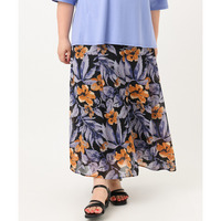 25年夏新作【大きいサイズ】フラワーフレアスカート