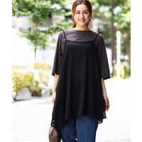 25年夏新作【大きいサイズ/セットアイテム】レースキャミソール×Tシャツセット
