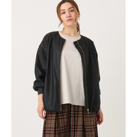 25年秋新作【大きいサイズ】フェイクレザーノーカラージャケット