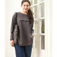 25年秋新作【大きいサイズ】裾ラウンドロゴTシャツ