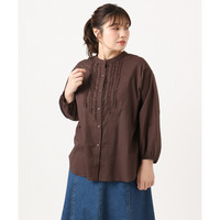 25年秋新作【大きいサイズ】コットンフリルブラウス