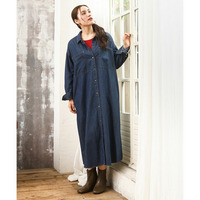 25年秋新作【大きいサイズ】ロングシャツワンピース