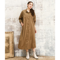 25年秋新作【大きいサイズ】ロングシャツワンピース