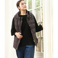 25年秋新作【大きいサイズ】フーディー風ダウンベスト