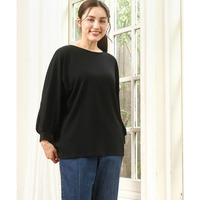 25年秋新作【大きいサイズ】リップルボーダーカットソー