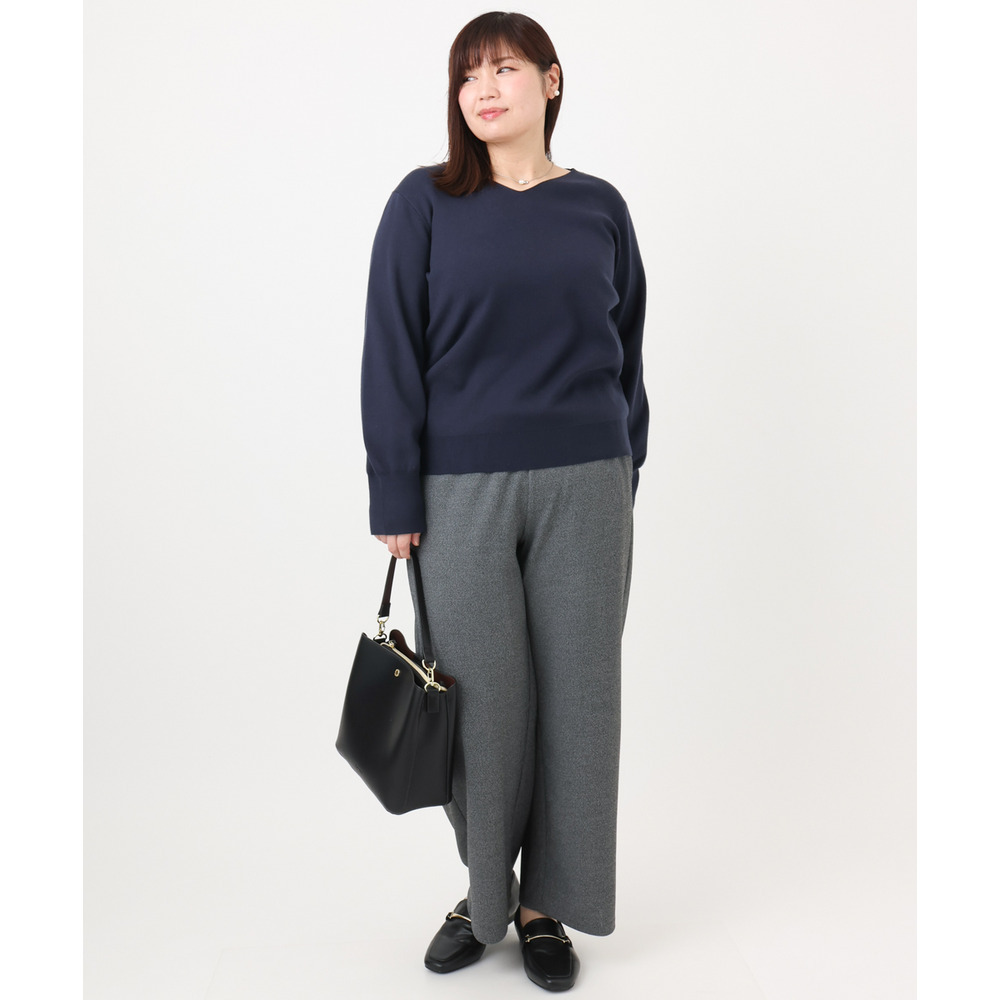 25年秋新作【大きいサイズ】Vネックパフスリーブニット27