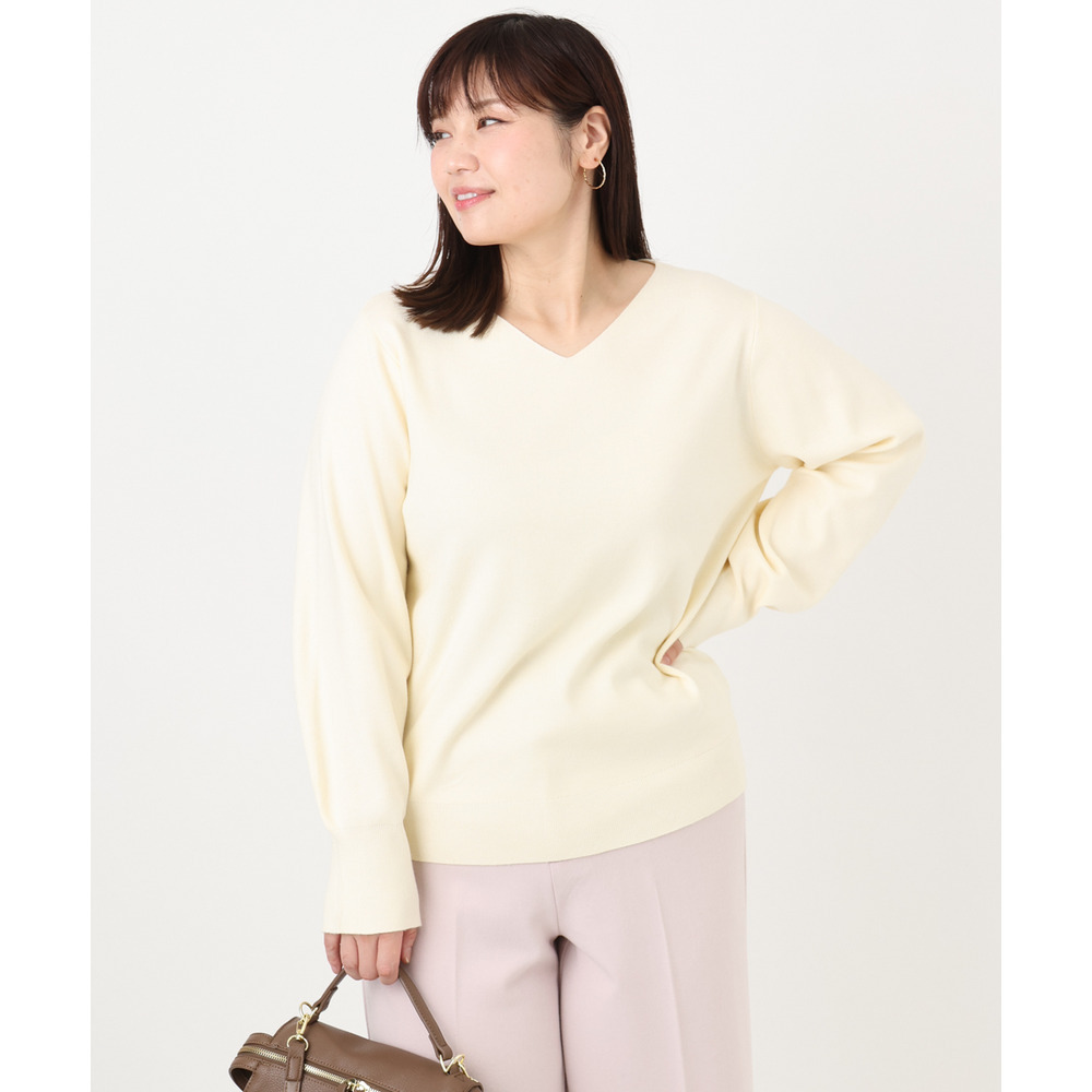 25年秋新作【大きいサイズ】Vネックパフスリーブニット29