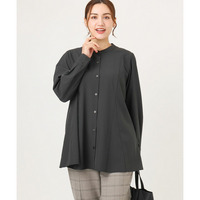 25年秋新作【大きいサイズ】バンドカラーブラウス