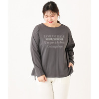 25年秋新作【大きいサイズ】ロゴプリント長袖Tシャツ
