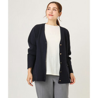 25年秋新作【大きいサイズ】Vネックゴールドボタンカーディガン