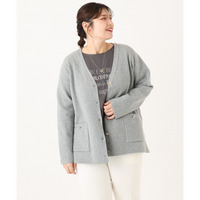 25年秋新作【大きいサイズ】Vネックゴールドボタンカーディガン