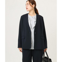 25年秋新作【大きいサイズ】カットジョーゼットノーカラージャケット