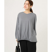 25年秋新作【大きいサイズ】シャンブレーストライプカットソー