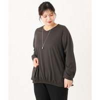 25年秋新作【大きいサイズ】シャンブレーストライプカットソー