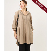 25年秋新作【大きいサイズ】コーデュロイフーディーシャツチュニック