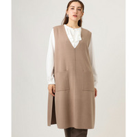 25年秋新作【大きいサイズ】Vネックロングニットベスト