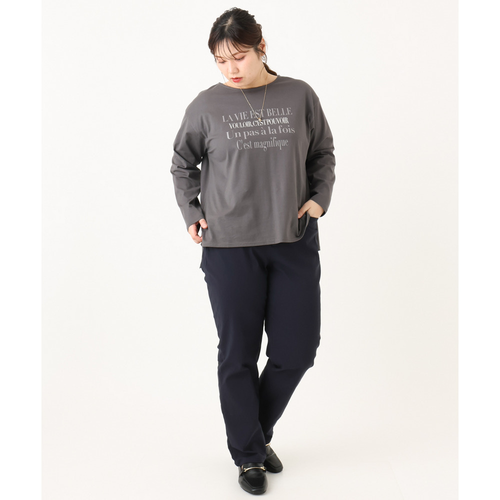25年秋新作【大きいサイズ】さらさらストレッチ裏起毛ストレートパンツ14