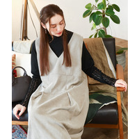 25年冬新作【大きいサイズ】コーデュロイジャンパースカート