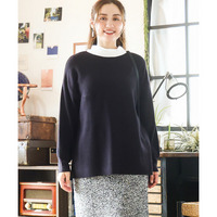 25年冬新作【大きいサイズ】サイドスリットカラーニット